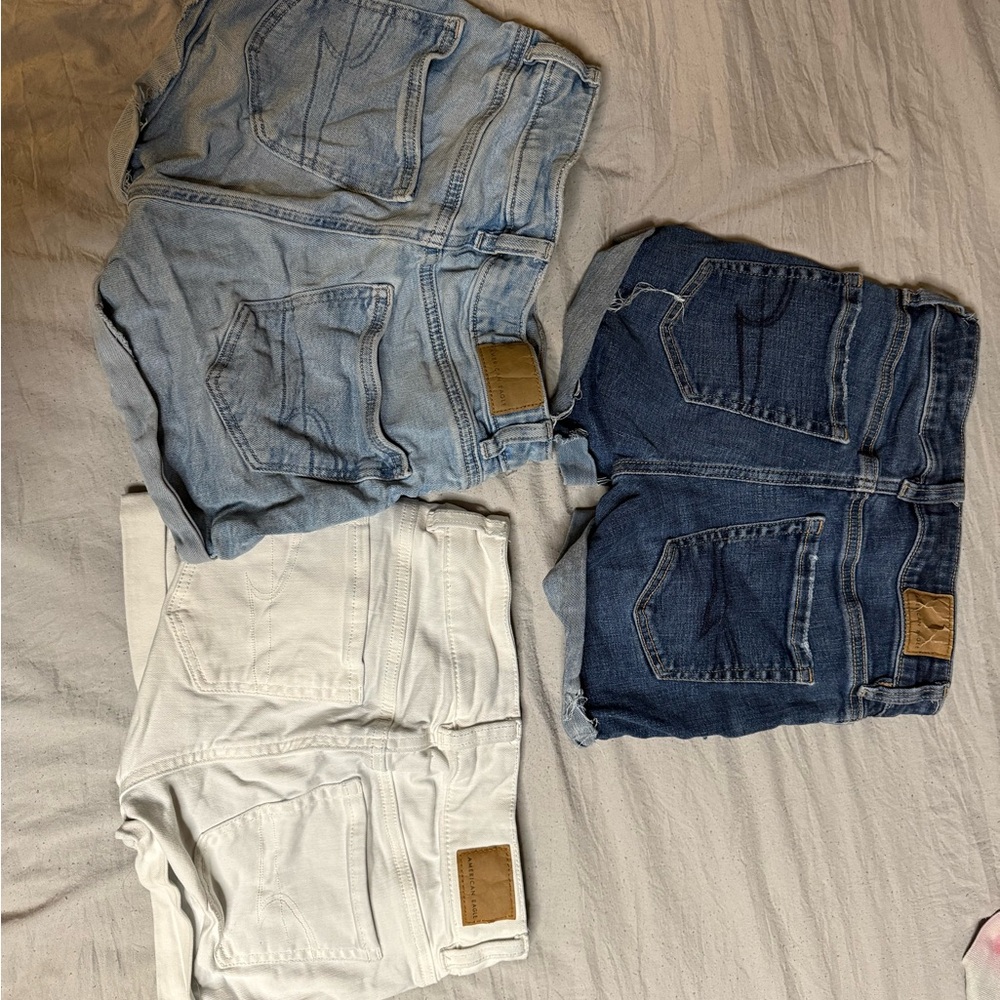 american eagle girls sz 000 Set of Three Denim Shorts in Blue and White - Picture 8 of 14